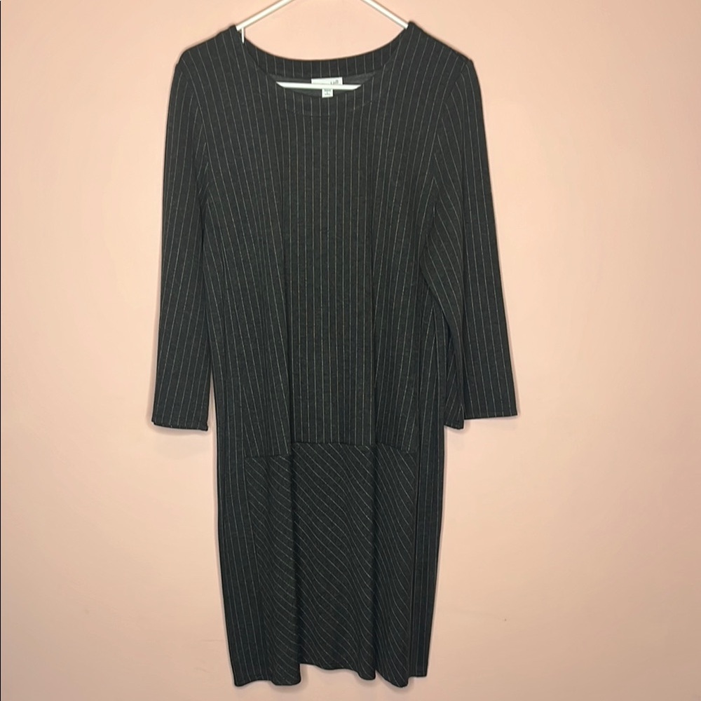 J. Jill Gra ySheath Dress with Crew Neck and Long Sleeves